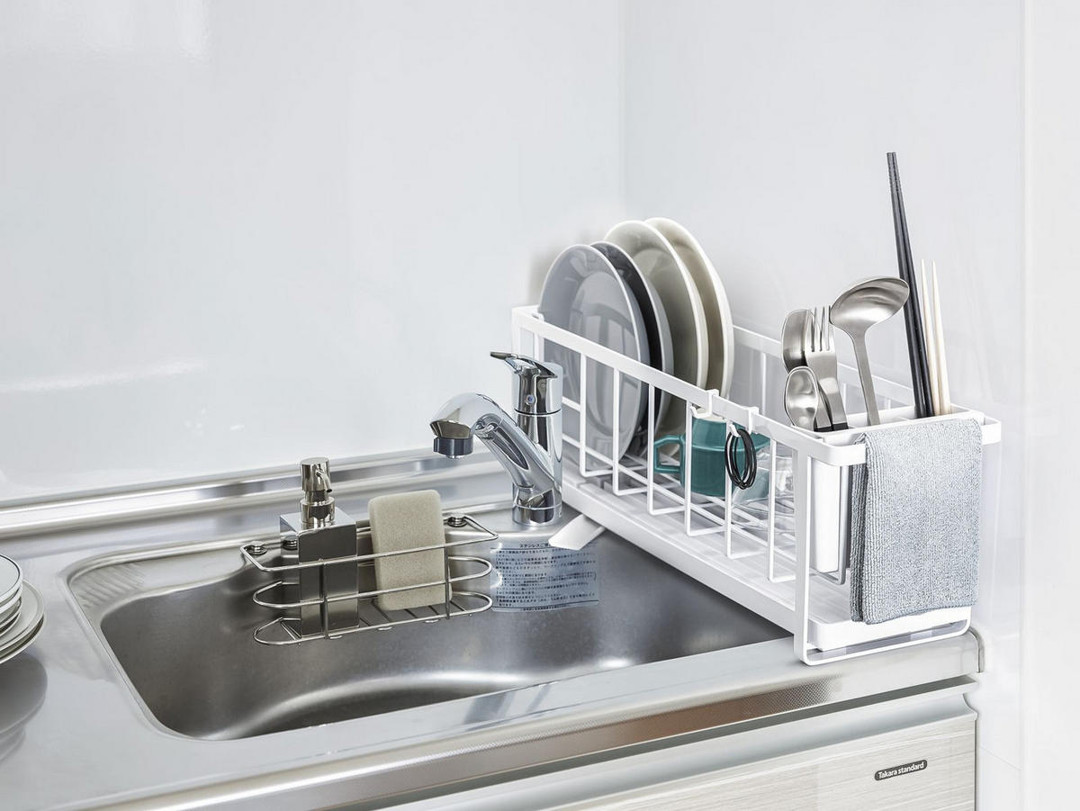 GESCHIRR-ABTROPFGESTELL Tower weiß 57/18/16 cm schmal - Weiß, Metall (16/18/57cm) - Yamazaki