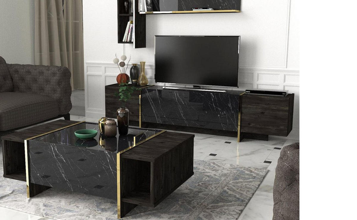 COUCHTISCH 103,8 x 37,3 x 60 cm Dunkelgrau Wohnzimmertisch - Schwarz, Holzwerkstoff (37/104/60cm) - Ibonto