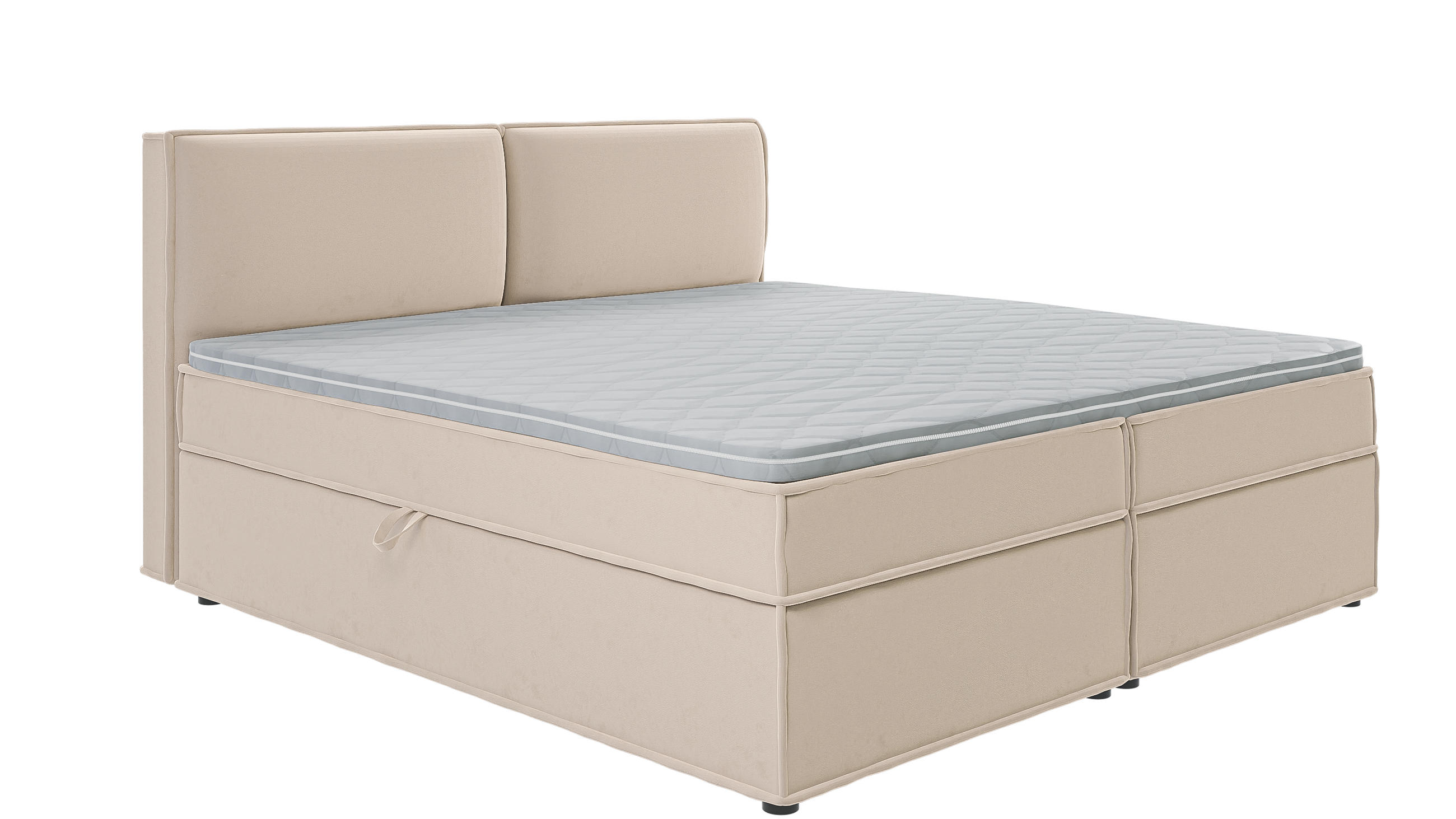 BOXBETT Eclipse 200/200 cm Beige Luxusmicrofaser - Beige/Schwarz, Holz/Kunststoff (200/200cm) - S-Style Möbel