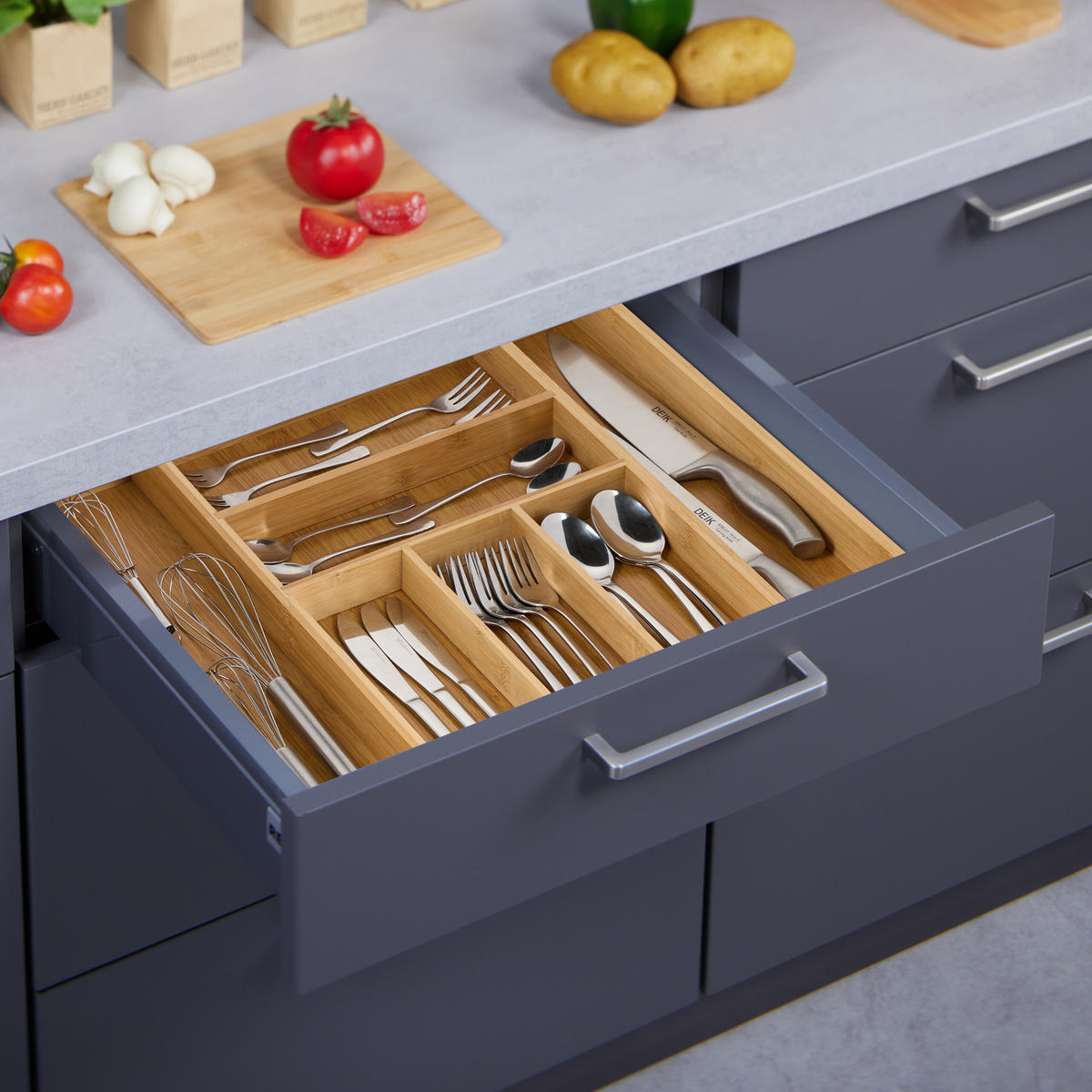 BESTECKKASTEN - Hellbraun, Holz/Holzwerkstoff (48/5/46cm) - Relaxdays