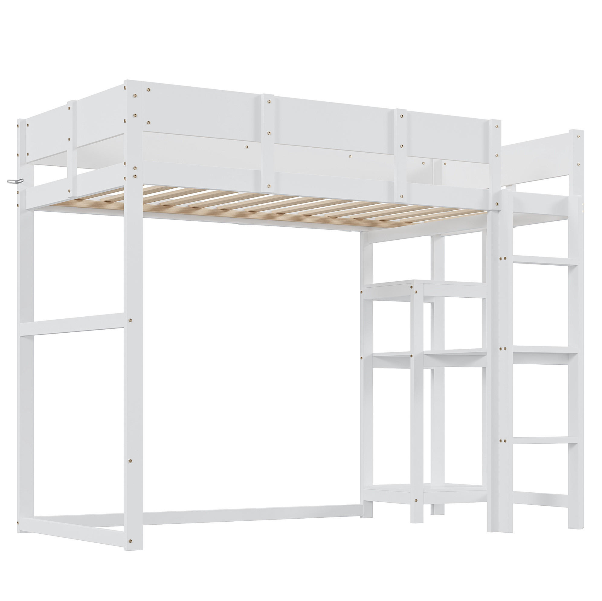 HOCHBETT 90/200 cm Weiß aus Kiefernholz mit Ablageregal - Weiß, Holz (90/200cm) - OKMYHOME