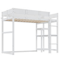 HOCHBETT 90/200 cm Weiß aus Kiefernholz mit Ablageregal - Weiß, Holz (90/200cm) - OKMYHOME