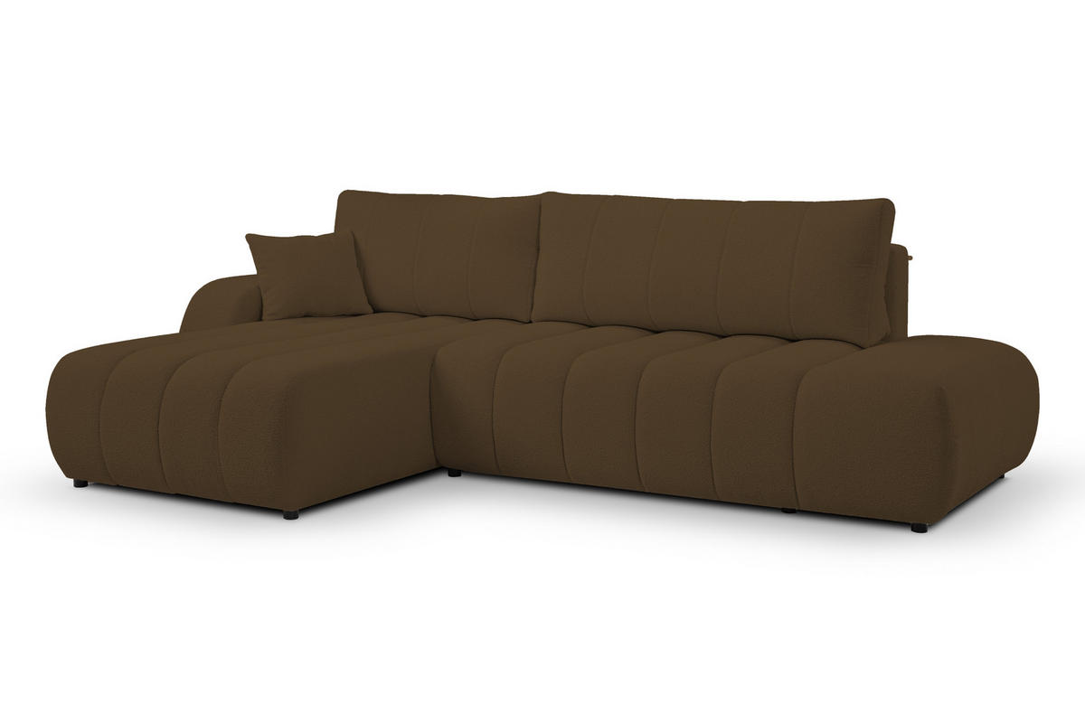 ECKSOFA BALOO mit Schlaffunktion 297x180 cm, Dunkelbraun, Links - Dunkelbraun, Holz/Textil (176/276cm) - DomoHome