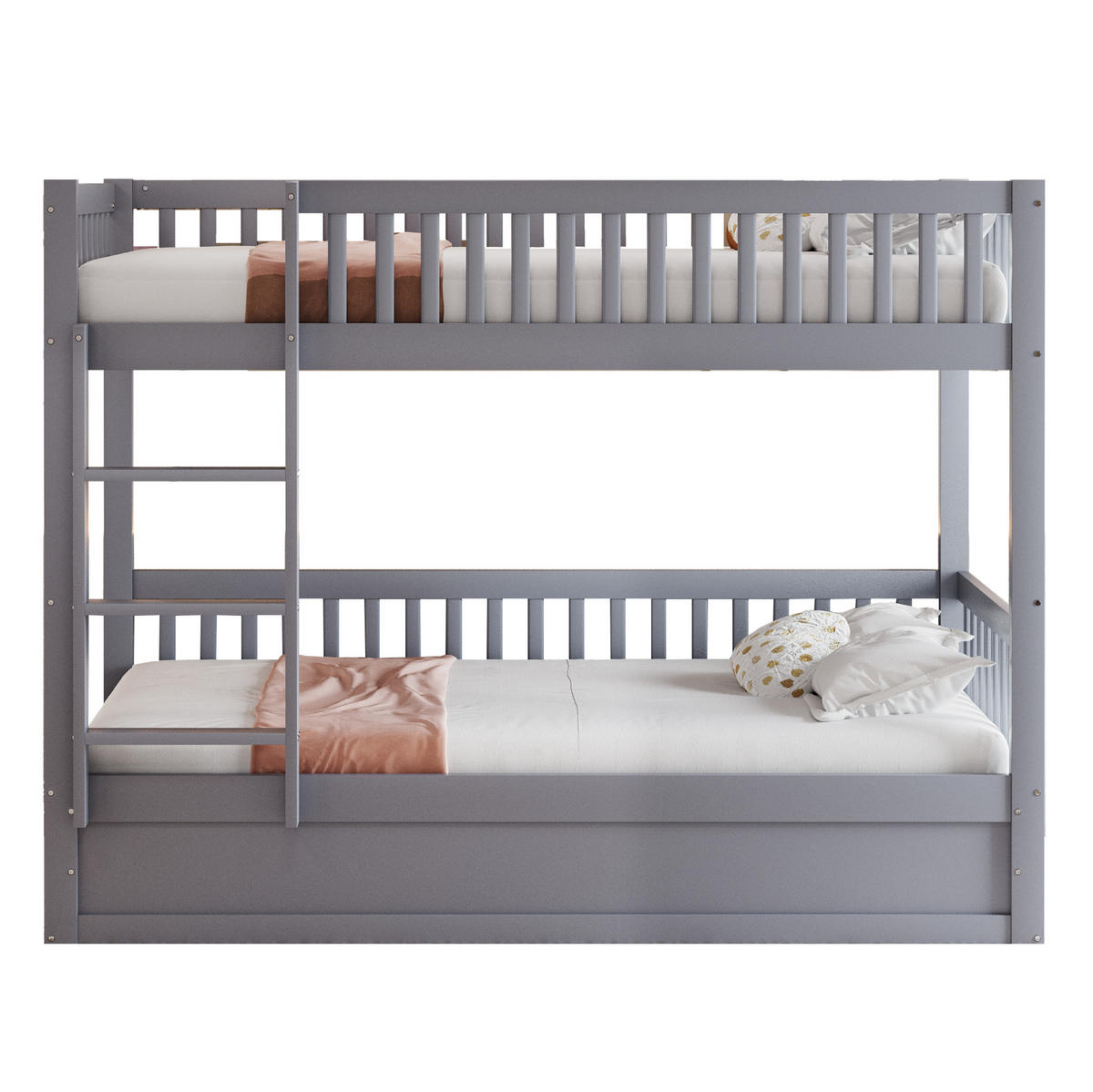 ETAGENBETT mit hydraulischem Stauraum 90x200 cm Massivholz Grau - Grau, Holzwerkstoff (90/200cm) - Beauniv
