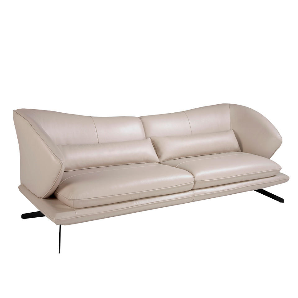 SOFA 3-SITZER Taupe Grau | Schwarz 230/90/85 cm - Dunkelgrau/Schwarz, Leder (230/85/90cm) - ANGEL CERDA