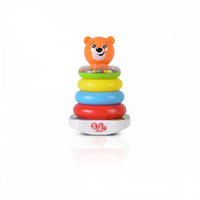BABYSPIELZEUG Stapelturm Bär 35785 4 Ringe, Bärenkopf, bewegliche Basis, Rassel, ab 6 Monaten, Kunststoff - Multicolor, Kunststoff (12/21/13cm) - Moni