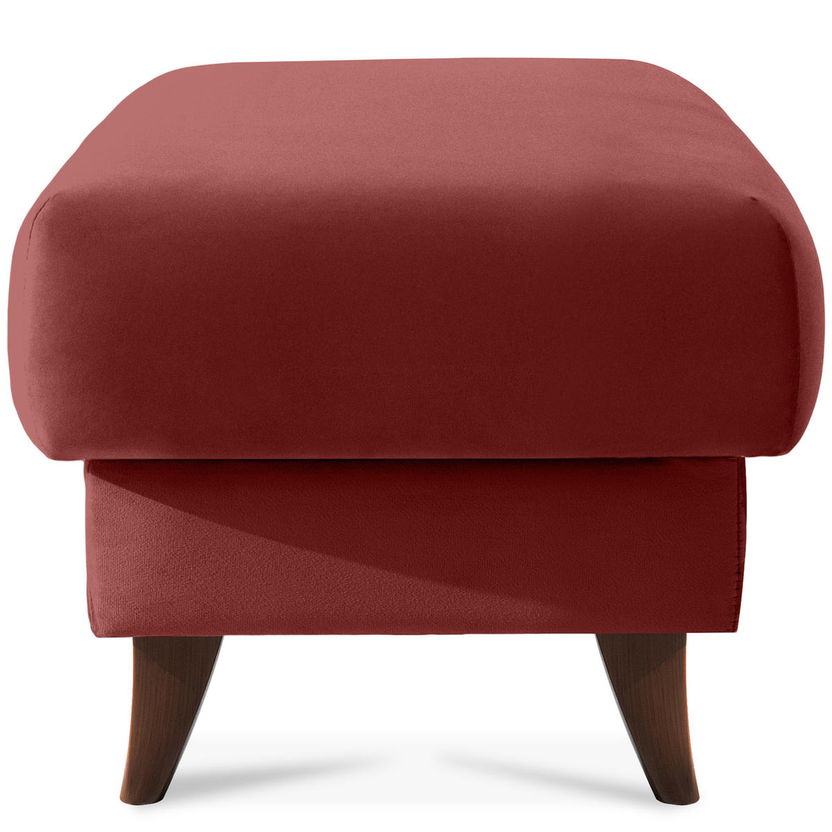 HOCKER GUSTAVO Fußstütze, Velours, Bordeaux - Bordeaux, Holz/Holzwerkstoff (53/49/53cm) - KONSIMO®