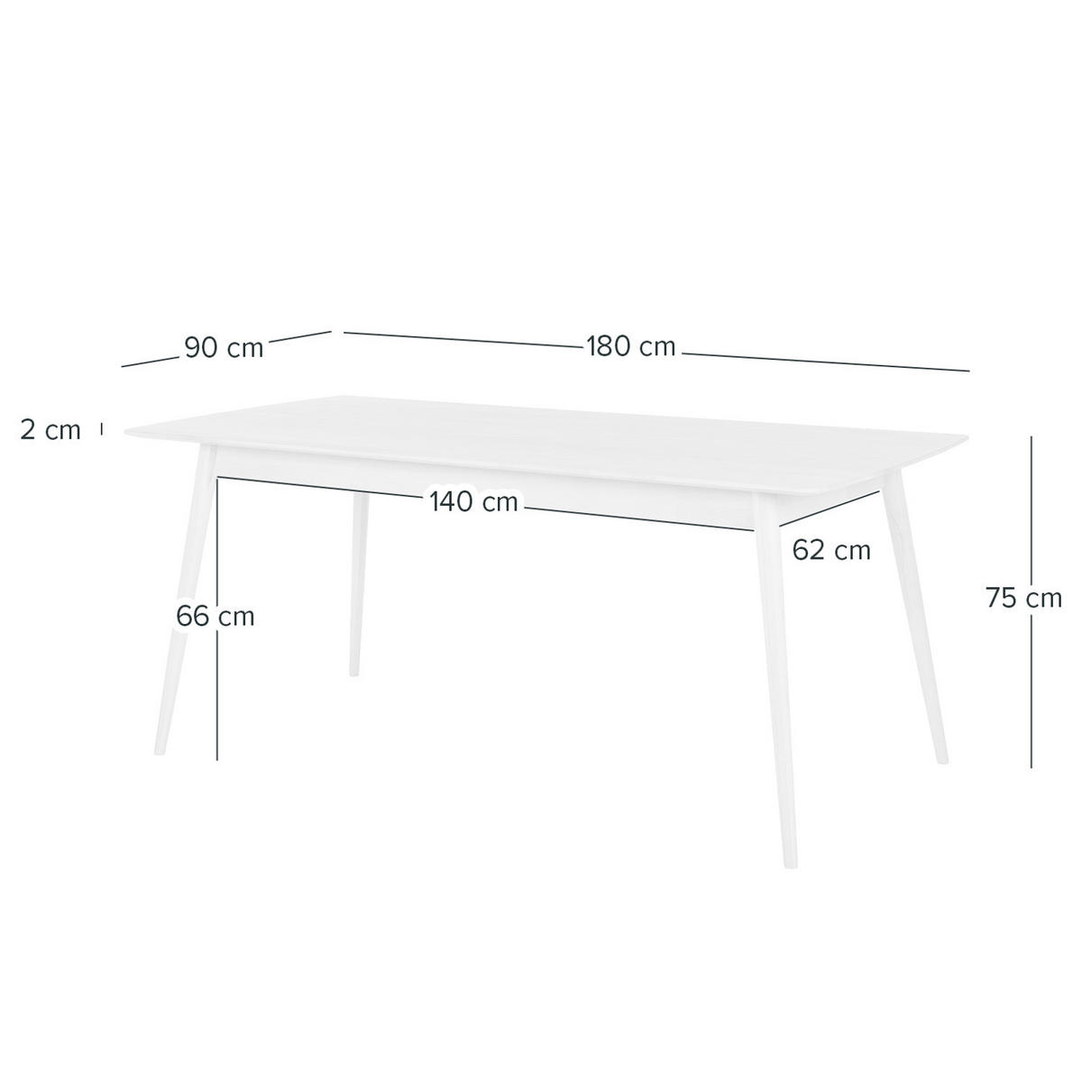 ESSTISCH rechteckig - Buche massiv - Buchefarben, Holz (90/180/75cm) - home24