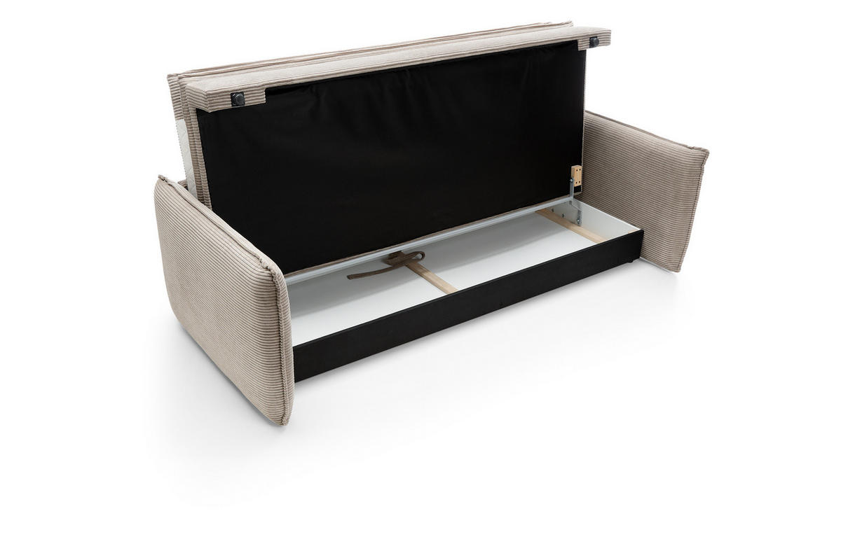 BETTSOFA SCORZA Beige Velours-Stoff mit Schlaffunktion - Beige, Textil (103/82/229cm) - MASSENO