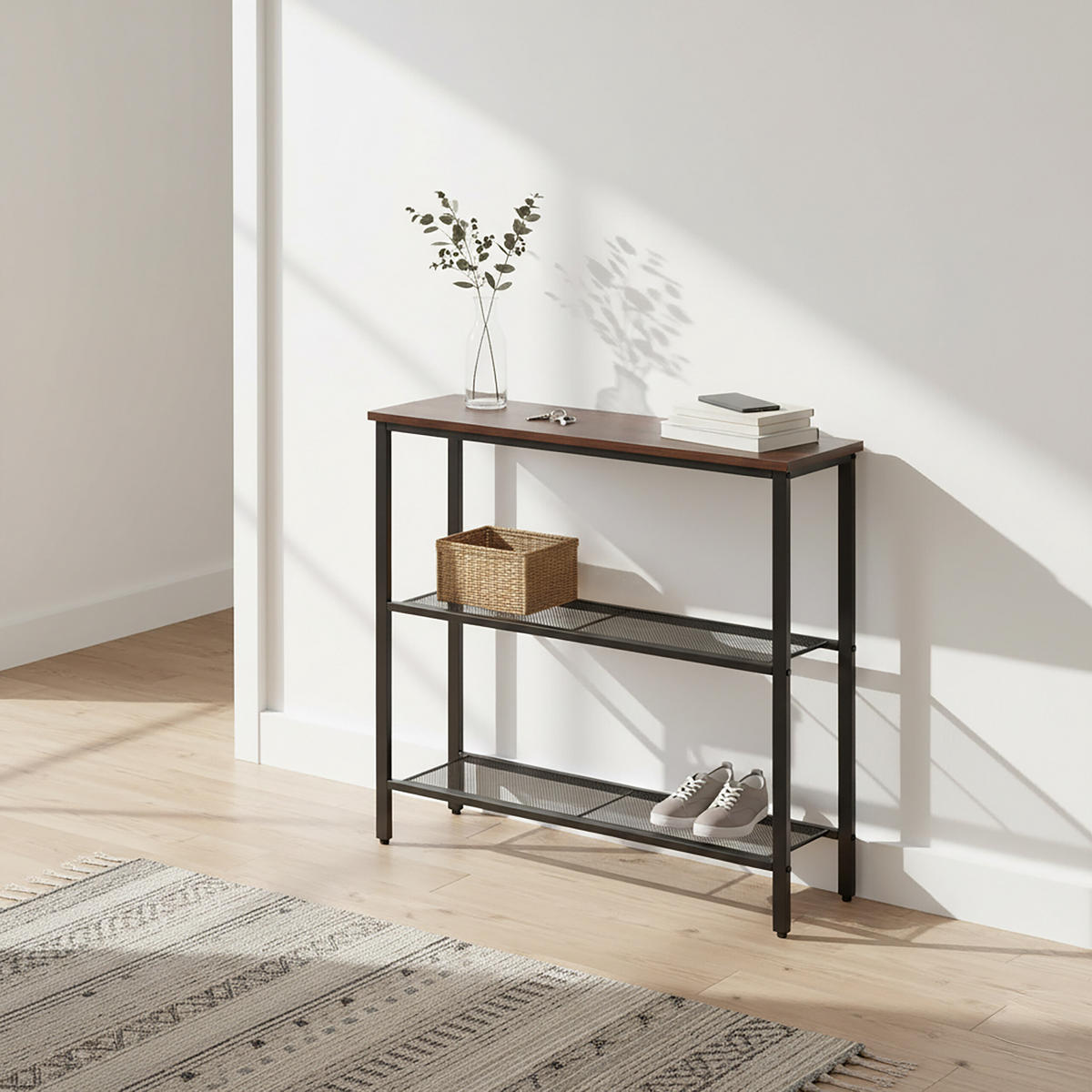 KONSOLENTISCH - Schwarz, Holzwerkstoff/Metall (23/80/75cm) - Relaxdays