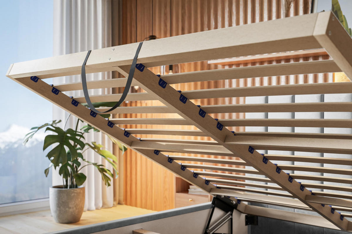 BETT 160x200 - Polsterbett mit Bettkasten und Holzrahmen - Modern Betten - Glatter Kronos-Stoff- Kollektion Toledo - Grün - Grün, Holz/Textil (160/200cm) - Alpi-Möbel