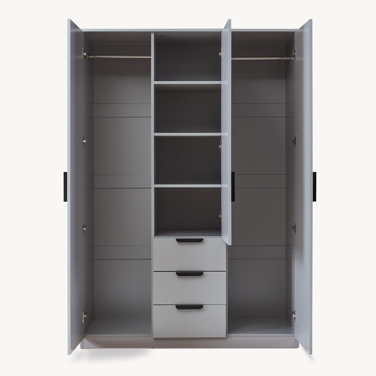 KLEIDERSCHRANK Eiselfing - Grau, Holzwerkstoff (120/176/52cm) - [en.casa]