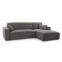 ECKSOFA PULA CORD GRAU L - Rechts - Schwarz/Grau, Kunststoff/Textil (279/187cm) - Luxkor24