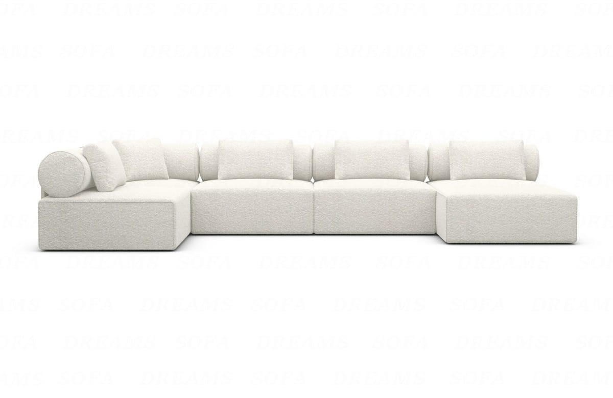 WOHNLANDSCHAFT Cipriani Weiß Boucléstoff - Weiß, Kunststoff (400/77/200cm)
