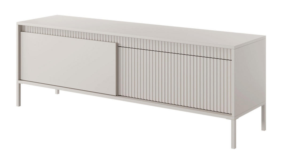 TV stolík Falsetto béžový s 3D štruktúrou čela 154/53/40 cm - béžová, kov/kompozitné drevo (153/53.4/39.5cm) - Selsey