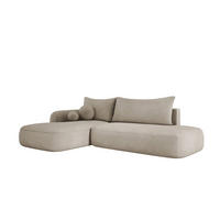 ECKSOFA BABU Mit Bettfunktion – Moderne Polsterecke Für Wohnzimmer Funktionales Schlafsofa Im Stoff CLOUD, 300x105x60cm, Linke, Beige - Ecru, Holz/Textil (190/300cm) - DomoHome