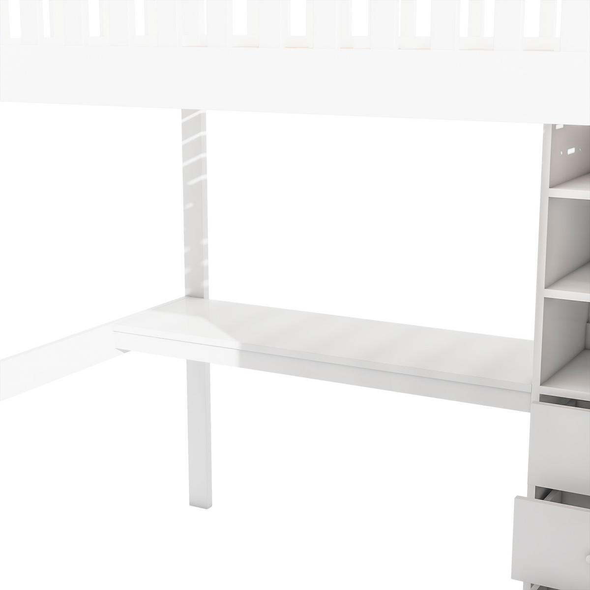 HOCHBETT 140/200 cm mit Schreibtisch und Kleiderschrank in Weiß - Weiß, Holz (140/200cm) - OKWISH