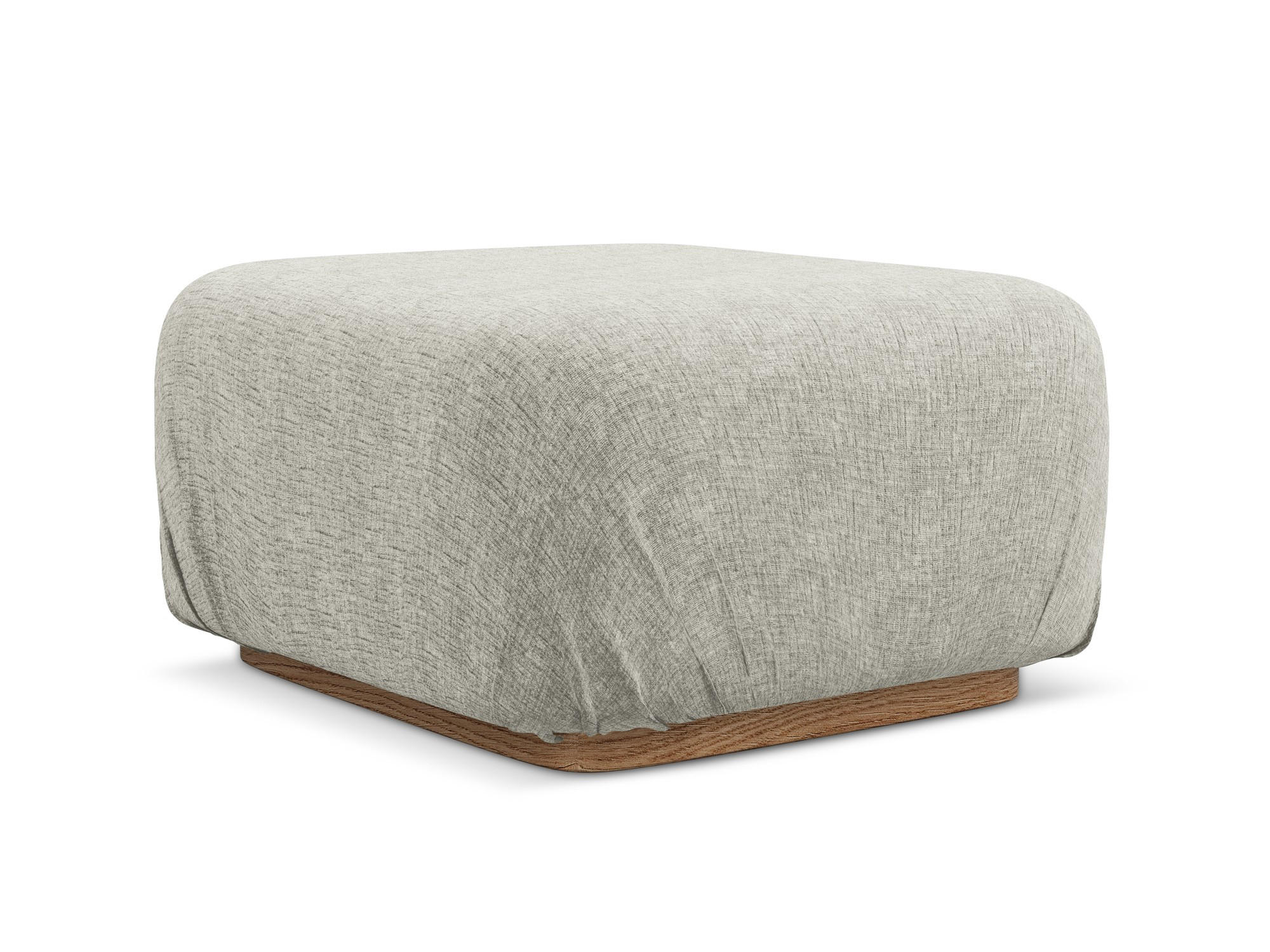 POUF Chenille Stoff Grau - Silberfarben/Braun, Holz/Textil (83/95/41cm) - Makamii