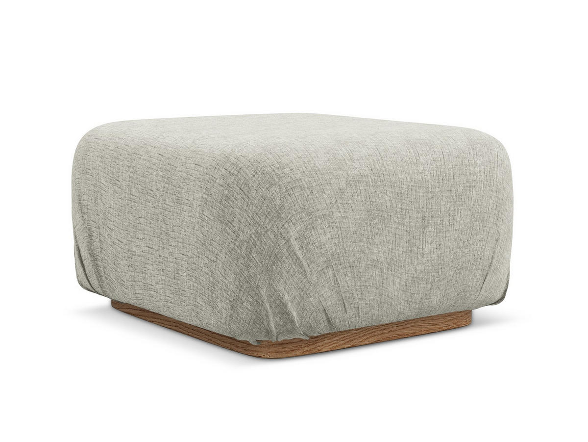 POUF Chenille Stoff Grau - Silberfarben/Braun, Holz/Textil (83/95/41cm) - Makamii