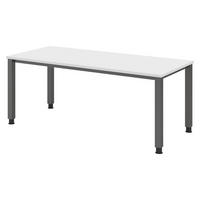 SCHREIBTISCH Serie-Q Gestell: Graphit 80/180/74 cm in Weiß - Weiß, Holzwerkstoff (80/180/74cm) - bümö