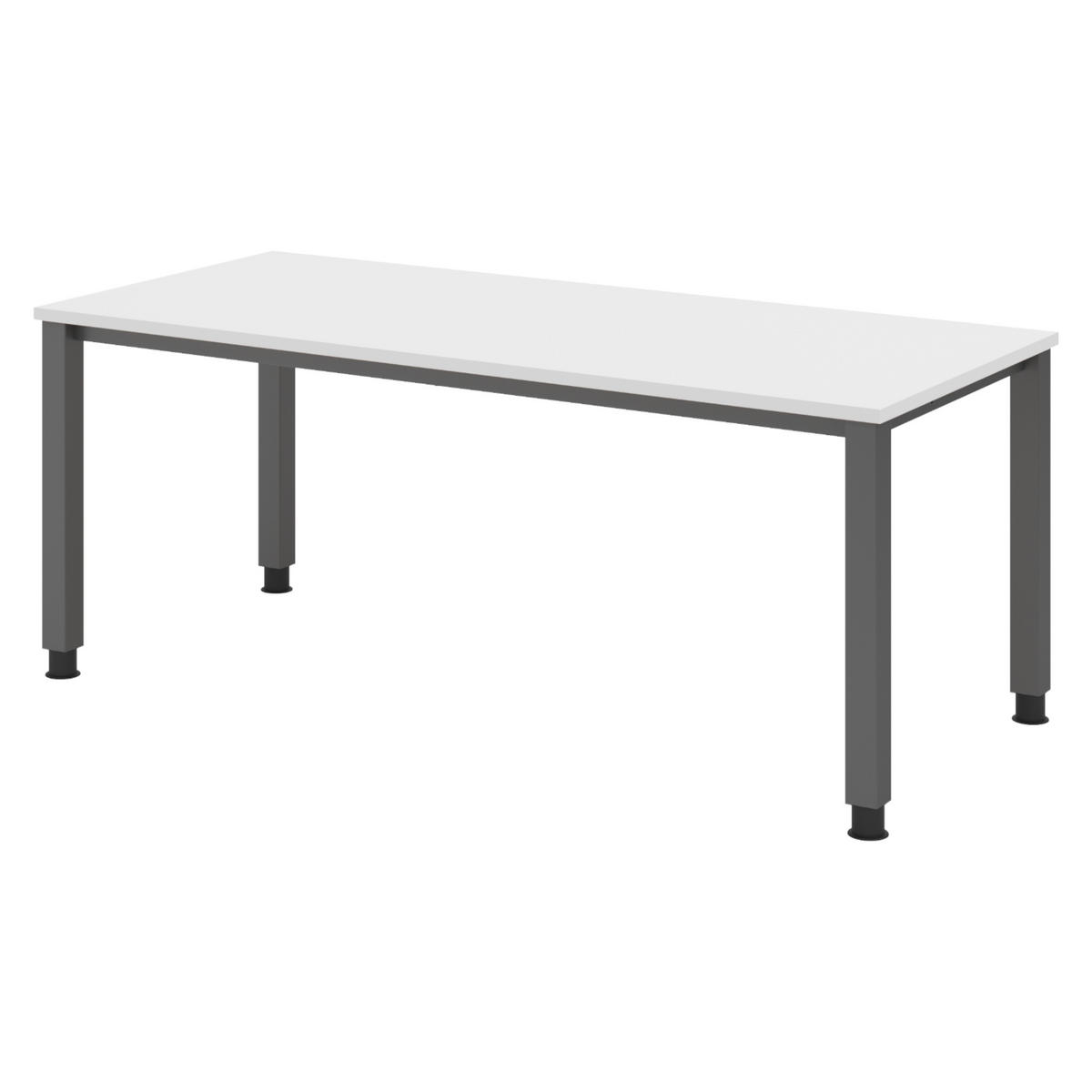 SCHREIBTISCH Serie-Q Gestell: Graphit 80/180/74 cm in Weiß - Weiß, Holzwerkstoff (80/180/74cm) - bümö