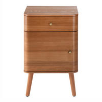 NACHTTISCH 1 Schublade 1 Tür, Fronten mit abgerundeten Kanten 35/71/42 cm - Nussbaumfarben, Holzwerkstoff (35/71/43.5cm) - Calicosy