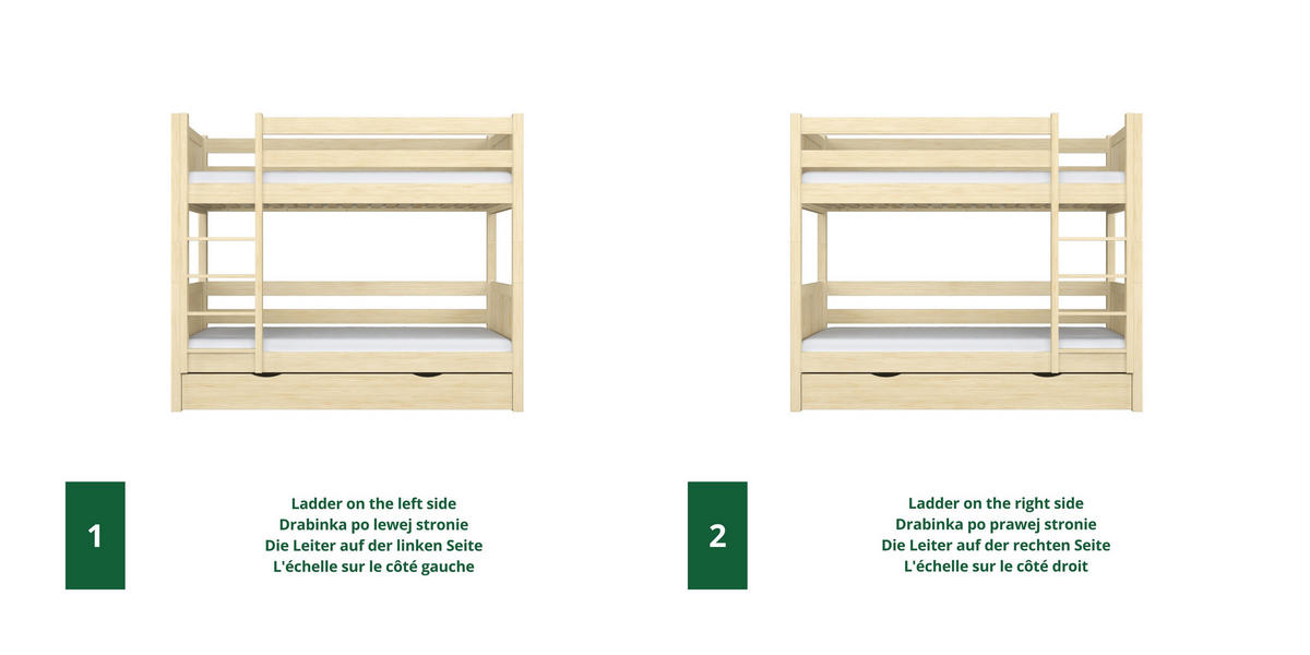 ETAGENBETT N02 mit Matratzenschublade Klare Kiefer 100/200 - Hellbraun/Braun, Naturmaterialien/Holz (100/200cm) - N-Wood