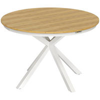 GARTENTISCH Ø118cm, Wetterfest Balkontisch aus Aluminium, mit Kreuzbeine - Teakfarben, Kunststoff (118/118/74cm) - Outsunny