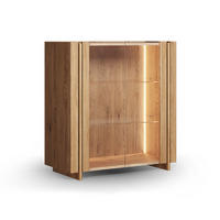 VITRINE Travertino Wildeiche Natur 100 / 46 / 106cm - Wildeiche, Glas/Holz (100/106/46cm) - Feldmann-Wohnen