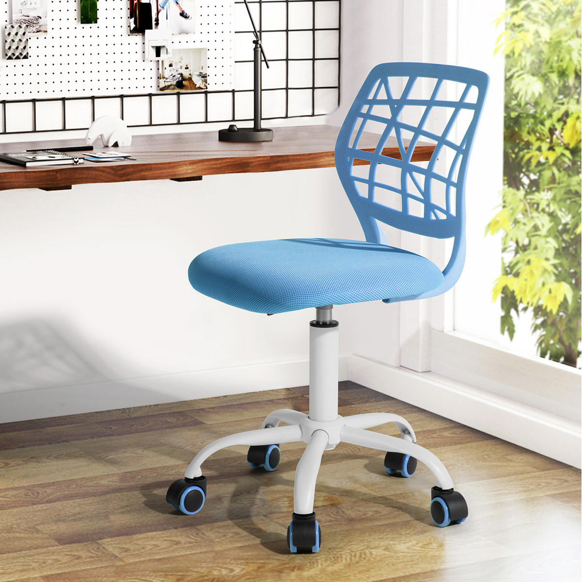 DREHSTUHL Blau - Blau/Weiß, Metall (38/85/39cm) - Urban Meuble