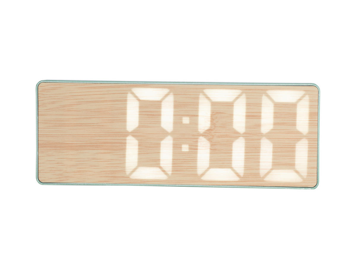 WECKER Bondone Flat LED - Grün - 16/6 cm - Grün, Kunststoff (16/6/16cm) - Karlsson