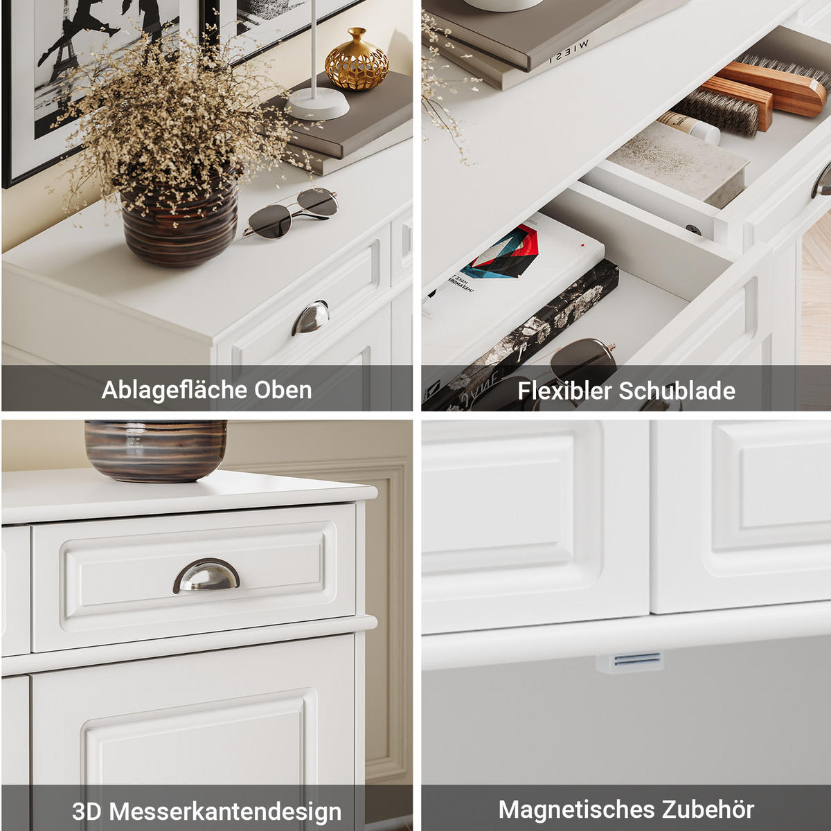 SCHUHSCHRANK mit Schubladen, für 12–15 Paar Schuhe, Weiß - Weiß, Holzwerkstoff (80/82/35cm) - SoBuy