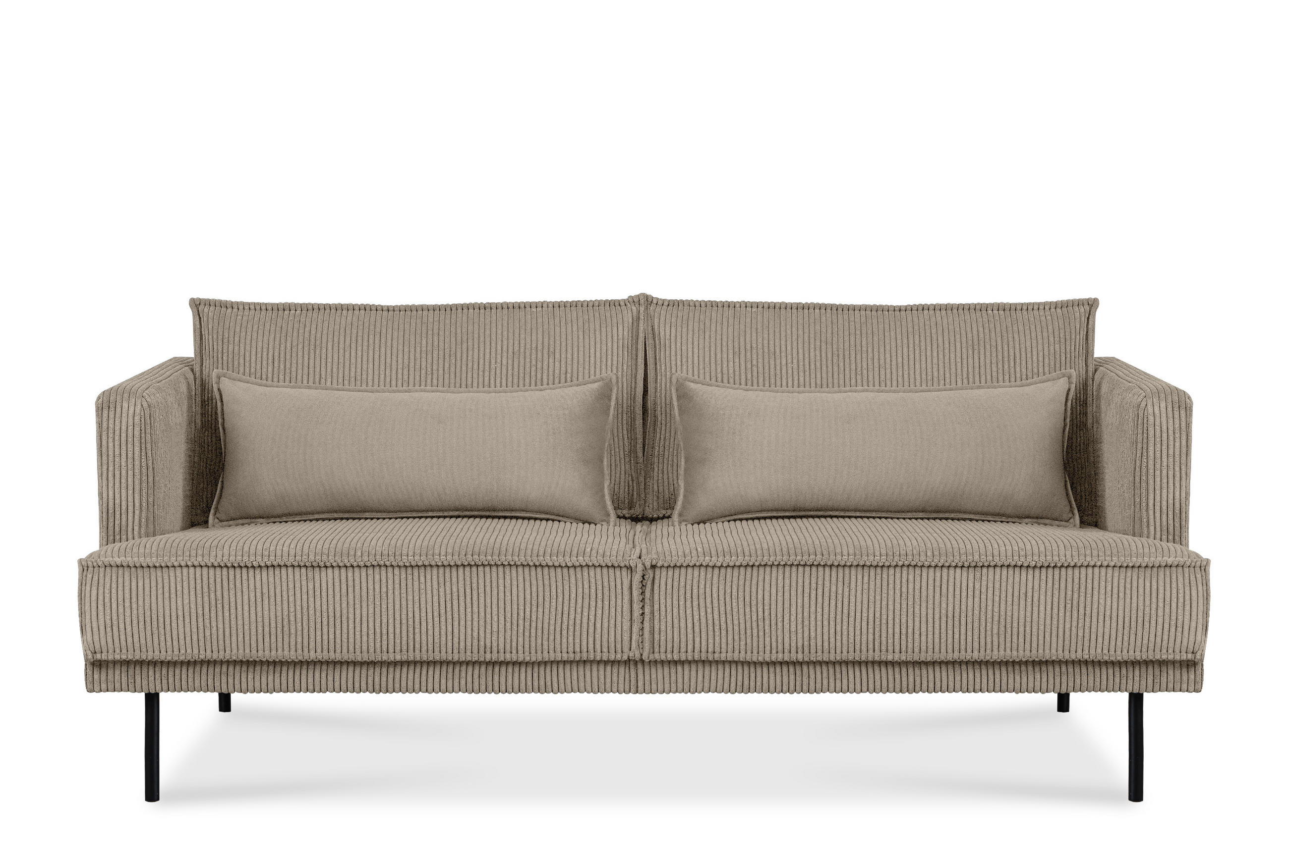 3-SITZER-SOFA GANZO 2 Kissen inklusive, Cord-Stoff, beige - Beige/Schwarz, Textil/Metall (193/84/92cm) - KONSIMO®