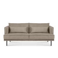 3-SITZER-SOFA GANZO 2 Kissen inklusive, Cord-Stoff, beige - Beige/Schwarz, Textil/Metall (193/84/92cm) - KONSIMO®