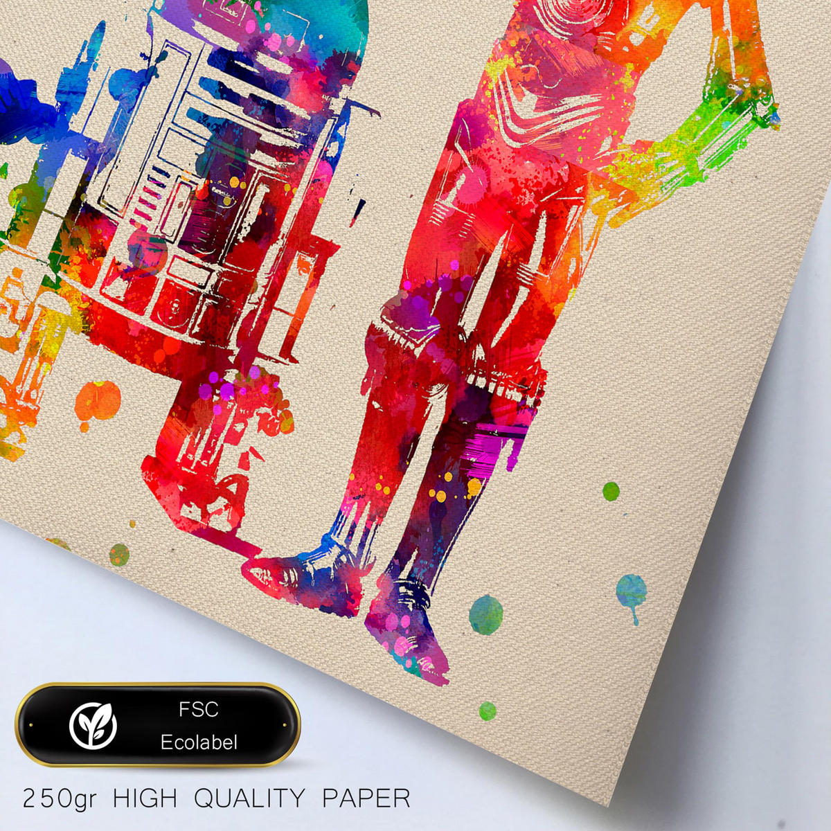 POSTER Set Mit 6 Star Wars Aquarell Illustrationen Klassischer A3 & A4 Rahmenlos - Klar, Papier (29/3cm) - Nacnic