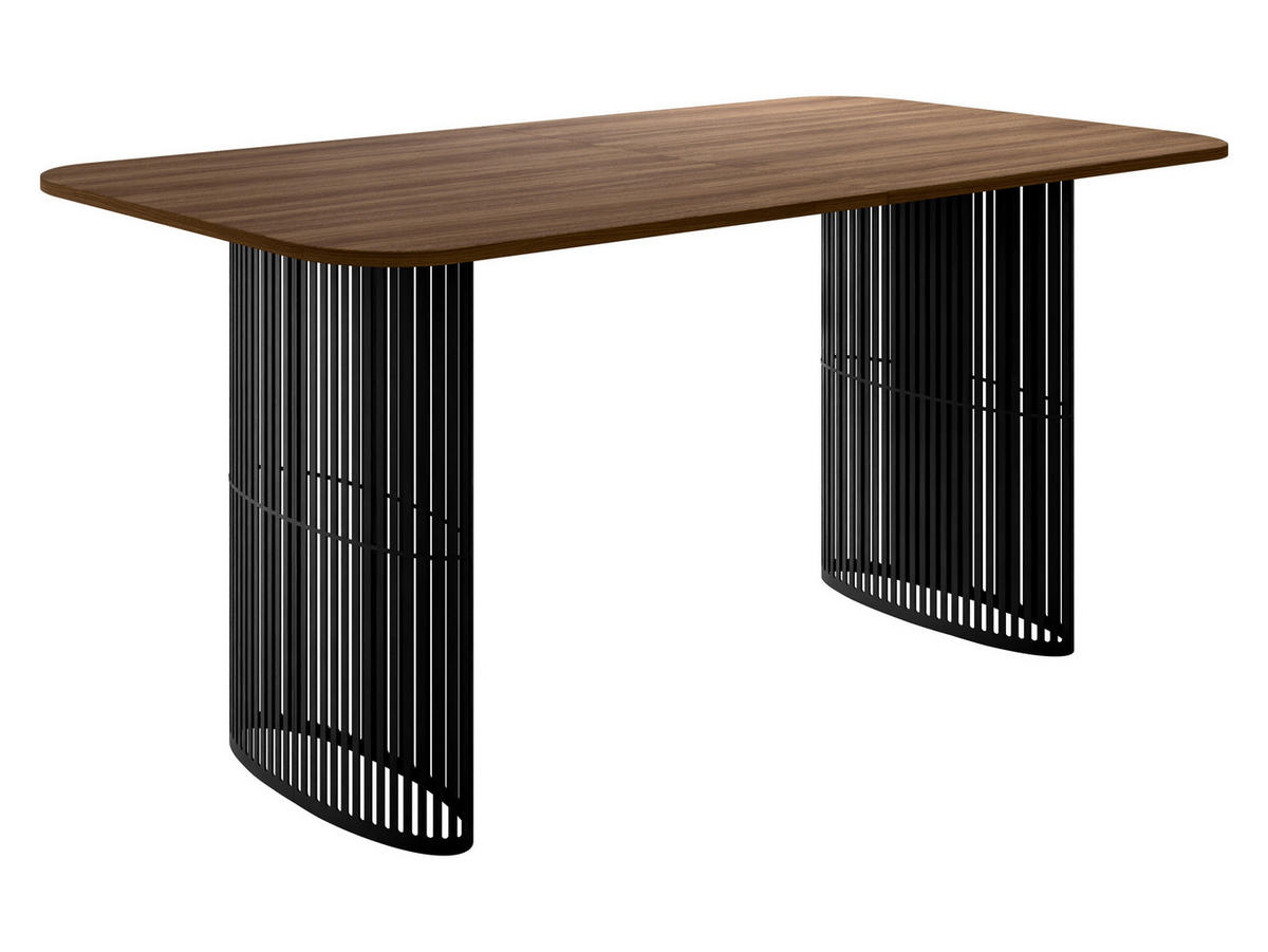 ESSTISCH Arcadia 160 - Nussbaumfarben/Schwarz, Holzwerkstoff/Metall (90/160/76cm) - MIRJAN24