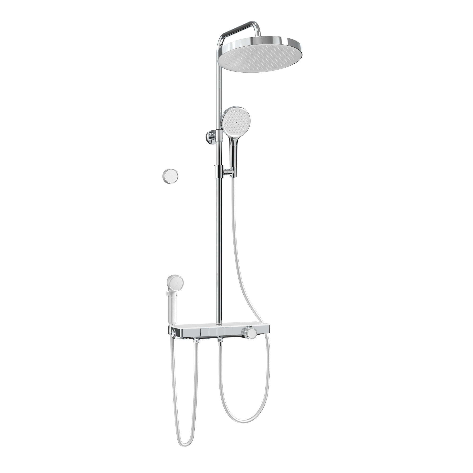ÜBERKOPFBRAUSESET mit Handbrause Thermostat Chrom - Chromfarben, Metall (40/113/58cm) - EMKE