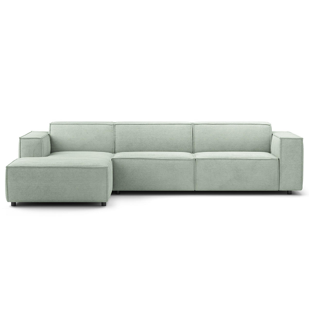 ECKSOFA mit Longchair - Schwarz/Mintgrün, Kunststoff/Textil (294/177cm) - home24