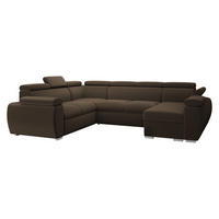 CANAPEA ÎN FORMĂ DE U Boston U, Dreapta - 2R+R+2P+LC - maro/culoare crom, material textil/lemn (260/98/325cm) - MIRJAN24