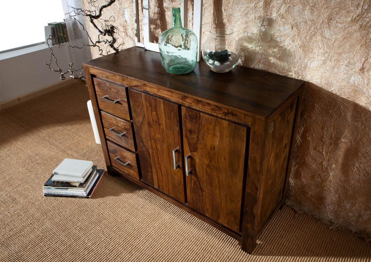 SIDEBOARD Sheesham 118x45x85 life honey lackiert METRO LIFE #122 - Braun, Holz (118/85/45cm) - Massivmoebel24