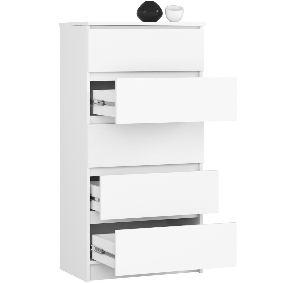 KOMMODE Weiß 60x40x121 cm - Weiß, Holzwerkstoff (60/121/40cm) - Akord