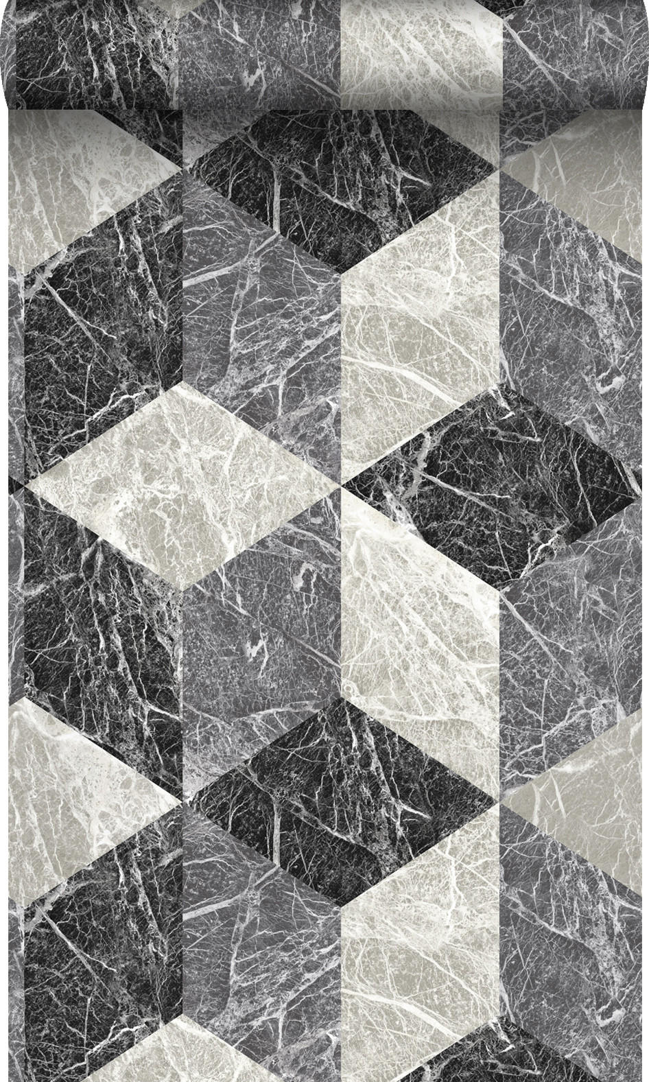TAPETE 3D Marmor Motiv 53 cm x 10.05 m - Schwarz, Papier (53/1000cm) - Origin Wallcoverings