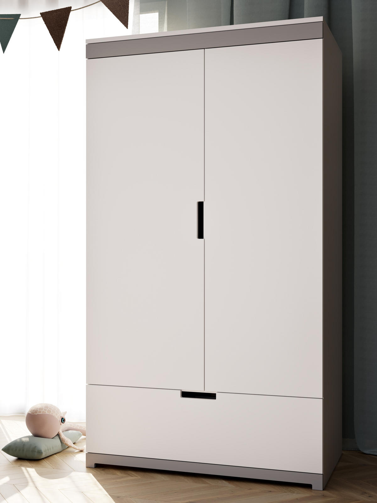 KINDERKLEIDERSCHRANK Kubi - Weiß, Holzwerkstoff (57/182/100cm) - RAUMHIRSCH FURNITURE