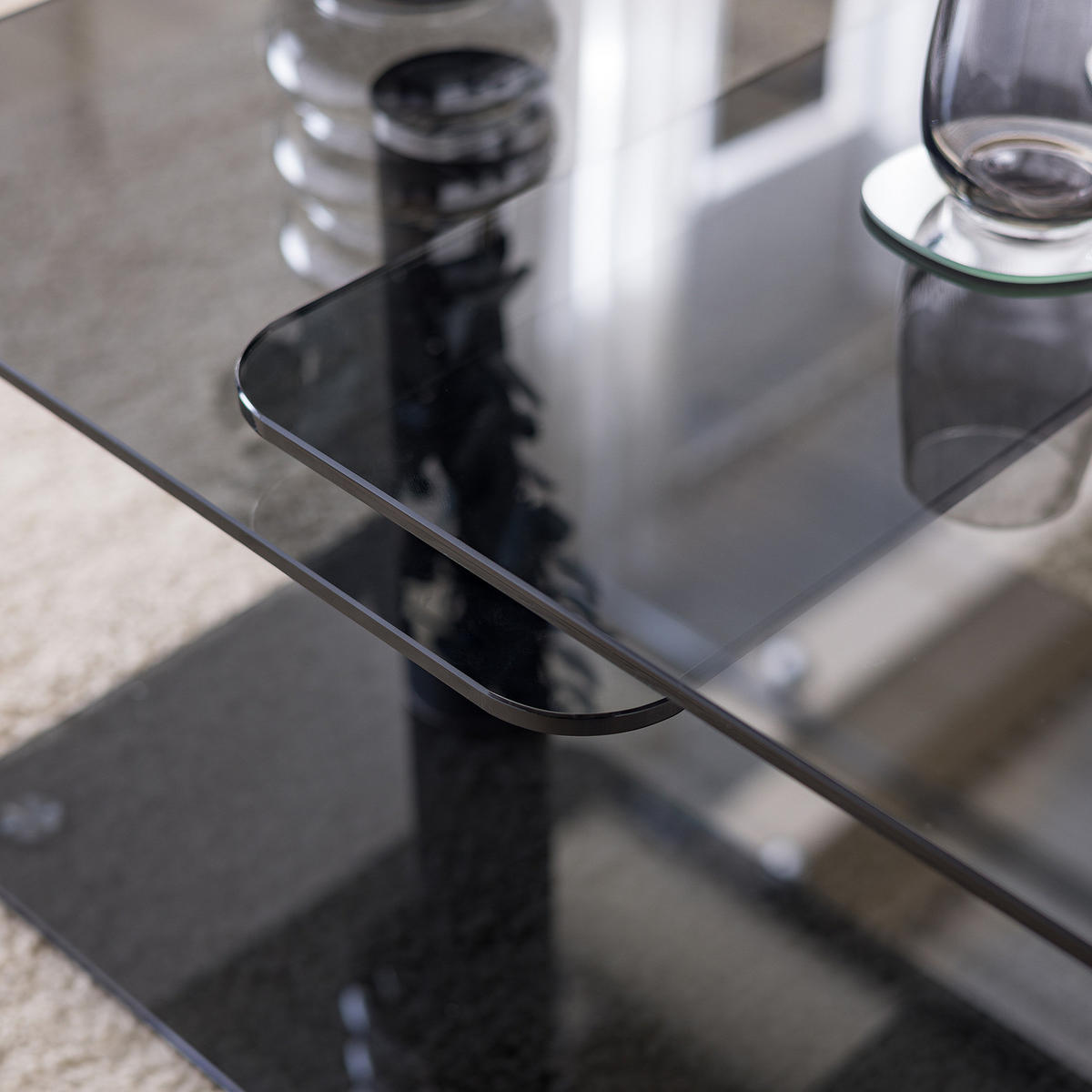 COUCHTISCH - Quadratisch - Glas / Metall - Grau / Schwarz - Schwarz/Grau, Glas/Metall (54/115/43cm) - home24