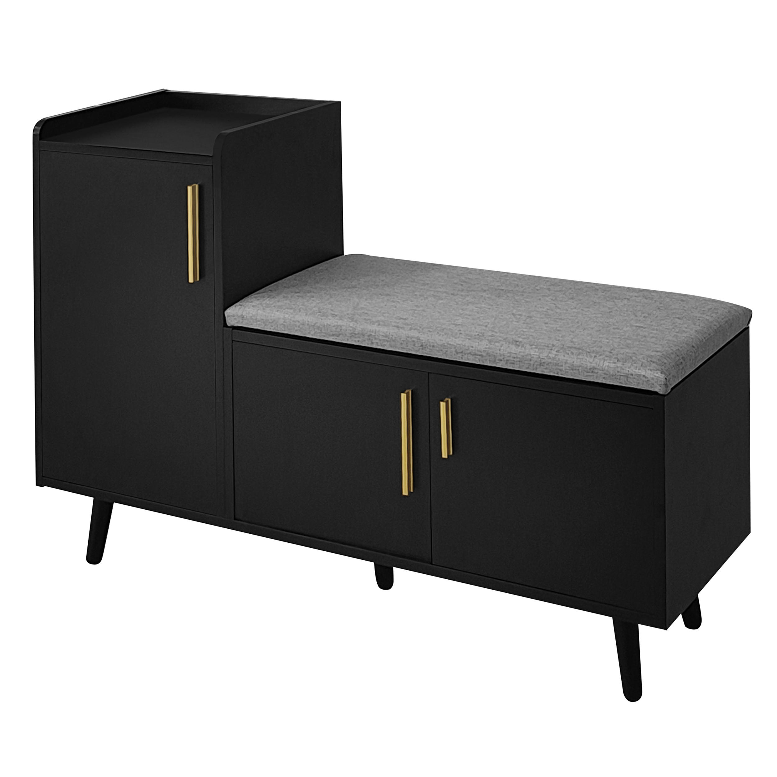 SCHUHBANK mit drei Stauraumtüren Schwarz MultiStore - Schwarz, Holzwerkstoff/Metall (100/68.5/34cm) - Kaket