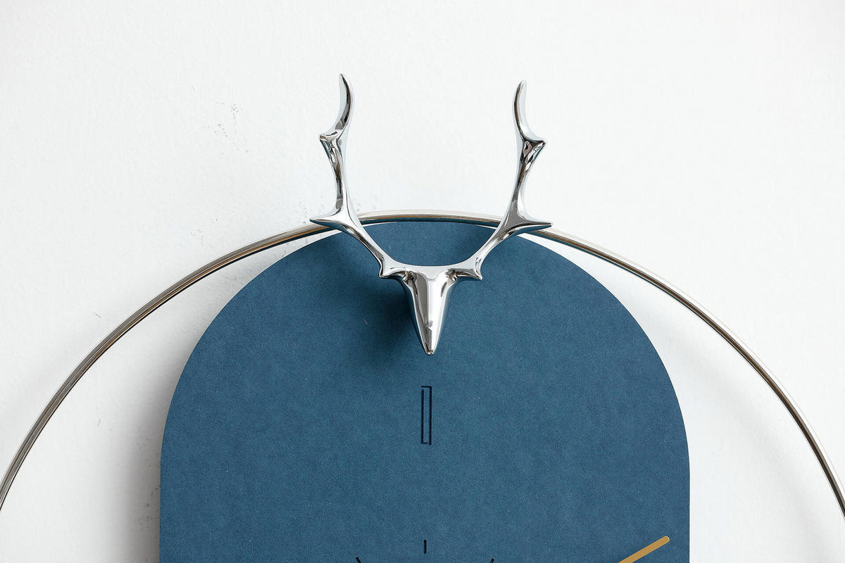WANDUHR Design Blau 46/51 cm - Blau, Holzwerkstoff/Metall (45.5/50.8/2cm) - ONZENO