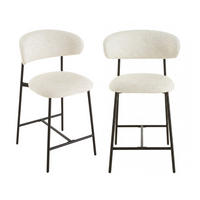 2ER-SET Hocker aus meliertem Stoff mit Metallbeinen Draco 52/53/94 cm - Beige, Holzwerkstoff (53/94/55cm) - Calicosy