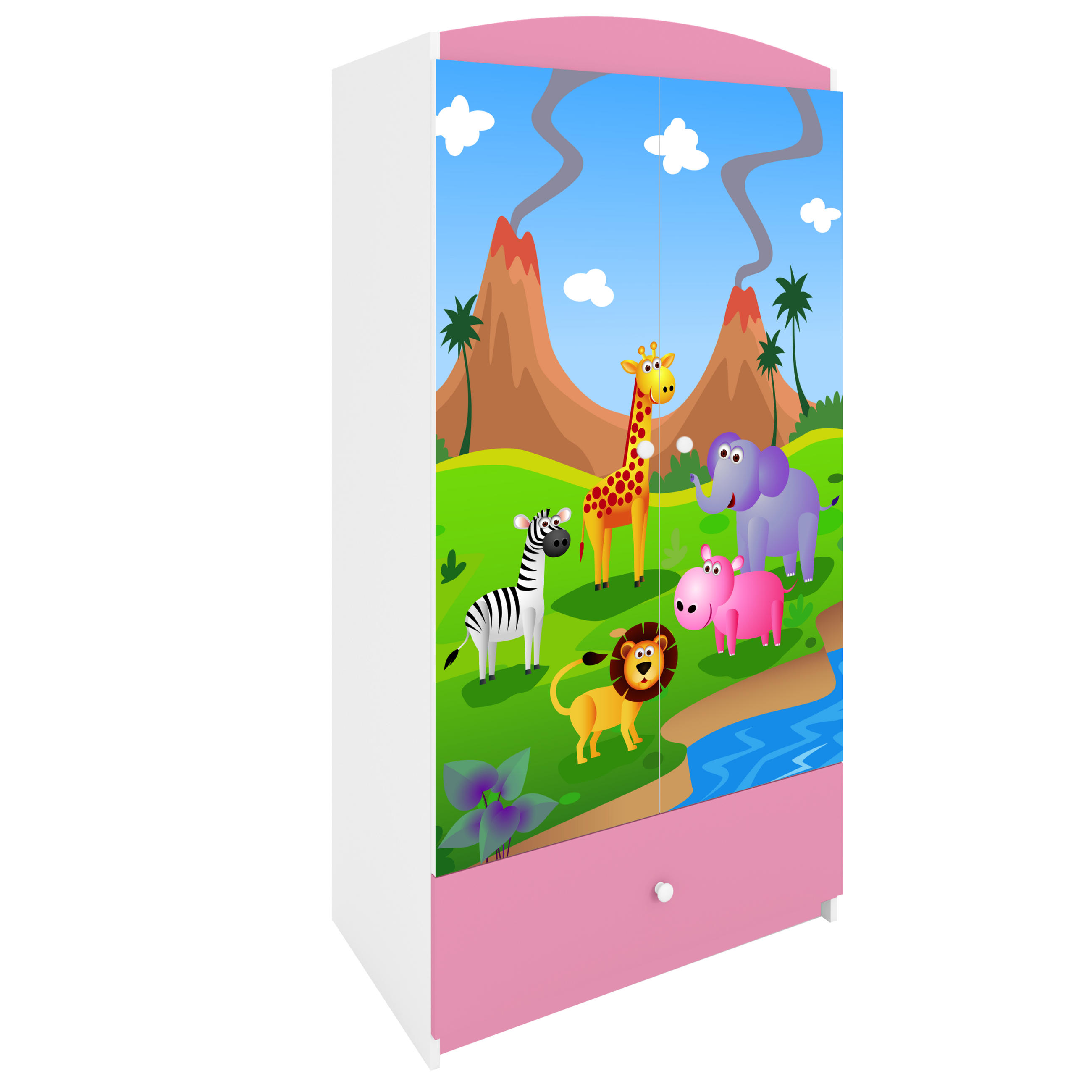 KINDERKLEIDERSCHRANK Safari - Hellrosa, Holzwerkstoff (90/175/52cm) - RAUMHIRSCH FURNITURE