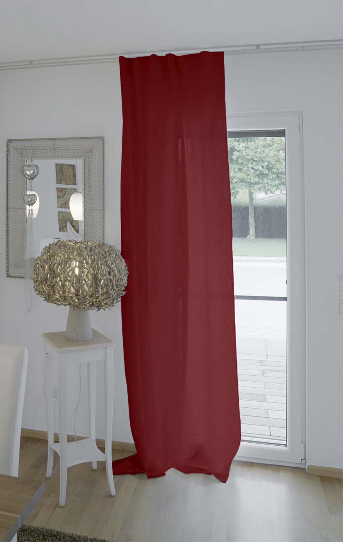 SCHLAUFENVORHANG reines Leinen mit verdeckten Schlaufen merlot-rot 135/245 cm - Dunkelrot, Naturmaterialien (135/255cm) - beties Heimtextil