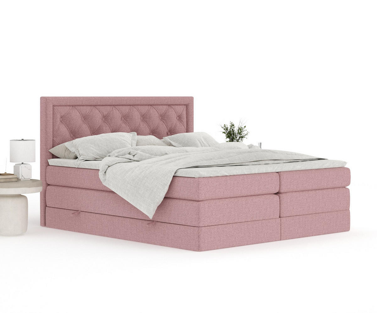 BOXSPRINGBETT Aurelia Rosa 160/200 cm - Schwarz/Rosa, Holz/Holzwerkstoff (160/200cm) - Maison de Reve